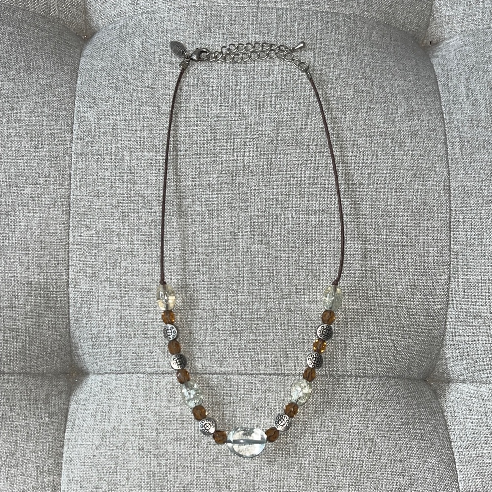 Lia Sophia Brown and Silver Beaded Boho Necklace